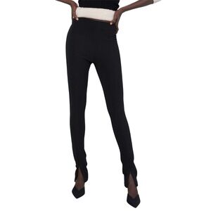 Zara black flared slit hem ribbed leggings